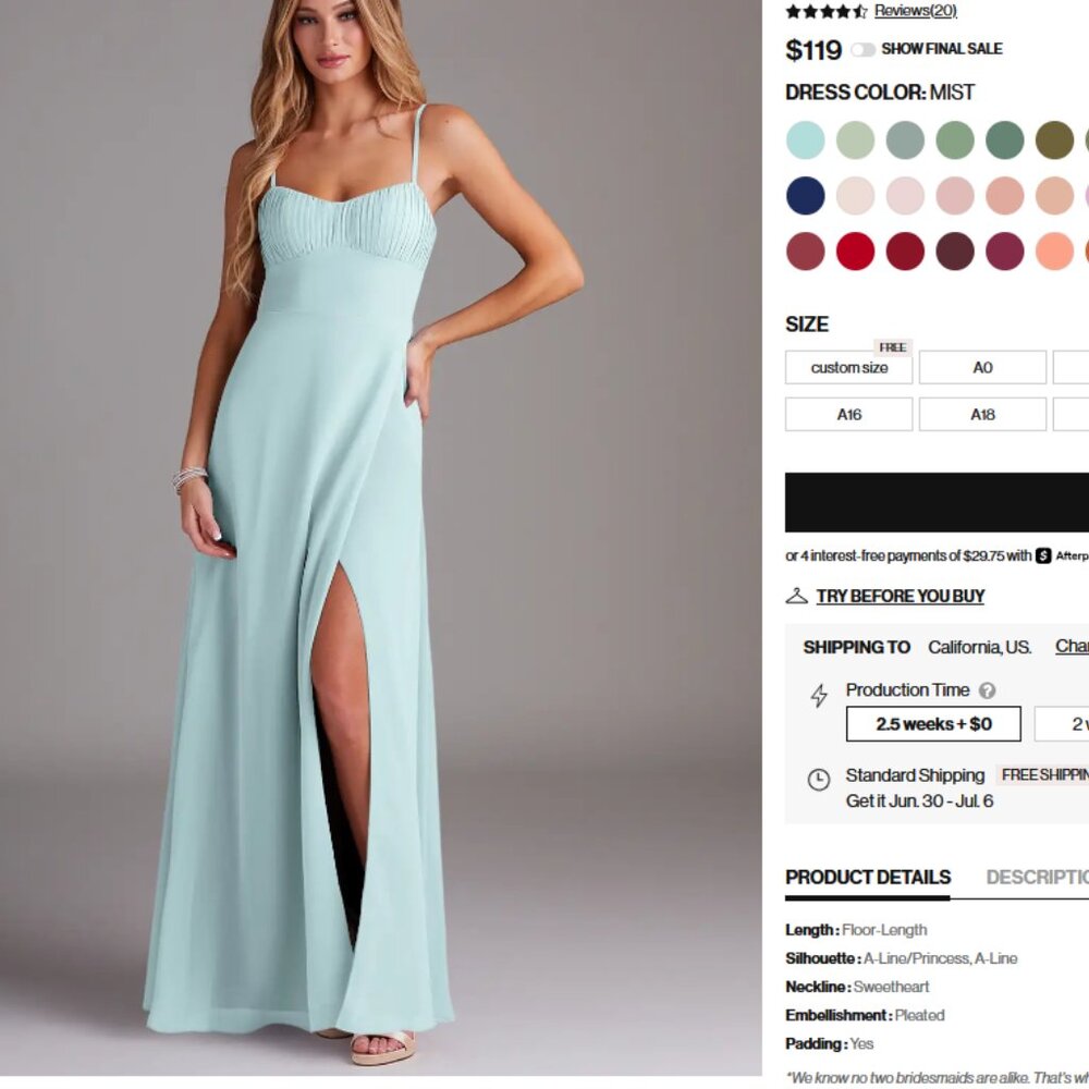 NWT Brand NEW Azazie Breonna Dress size 0